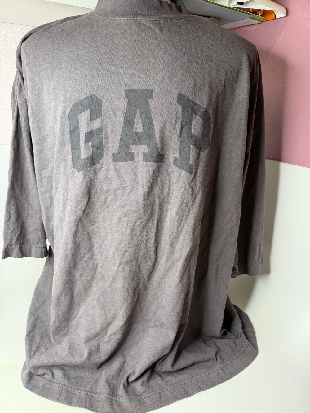 Yeezy Gray Short Sleeve Logo Tee with Dark Gray Print